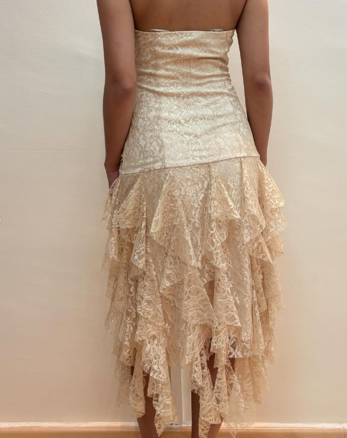 Vintage A Line Sweetheart Neck Beaded Lace Prom Dress Evening Dress DP1646