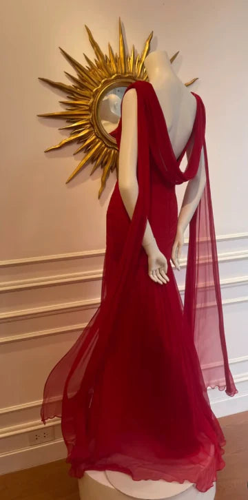 Elegant Mermaid Scoop Neck Pink Chiffon Long Prom Dresses Party Dress Summer 20th Birthday Outfits 18th Birthday Dresses DP3784