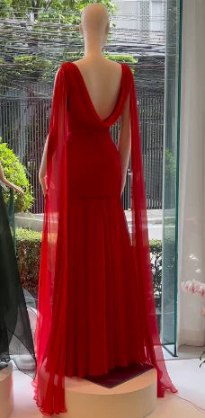 Elegant Mermaid Scoop Neck Pink Chiffon Long Prom Dresses Party Dress Summer 20th Birthday Outfits 18th Birthday Dresses DP3784