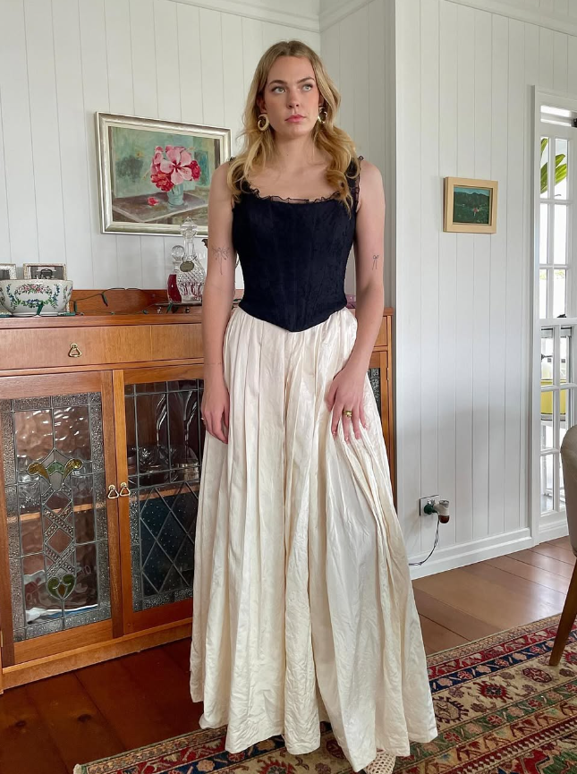 Simple A Line Strap Black Corset Champagne Satin Long Prom Dress Graduation Prom Dress DP2202