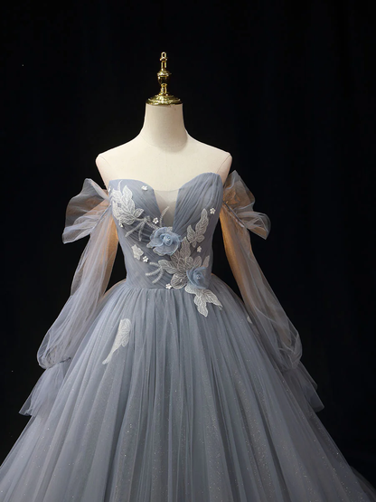 Elegant Tulle Appliques Long Prom Dress Formal Evening Dress DP613