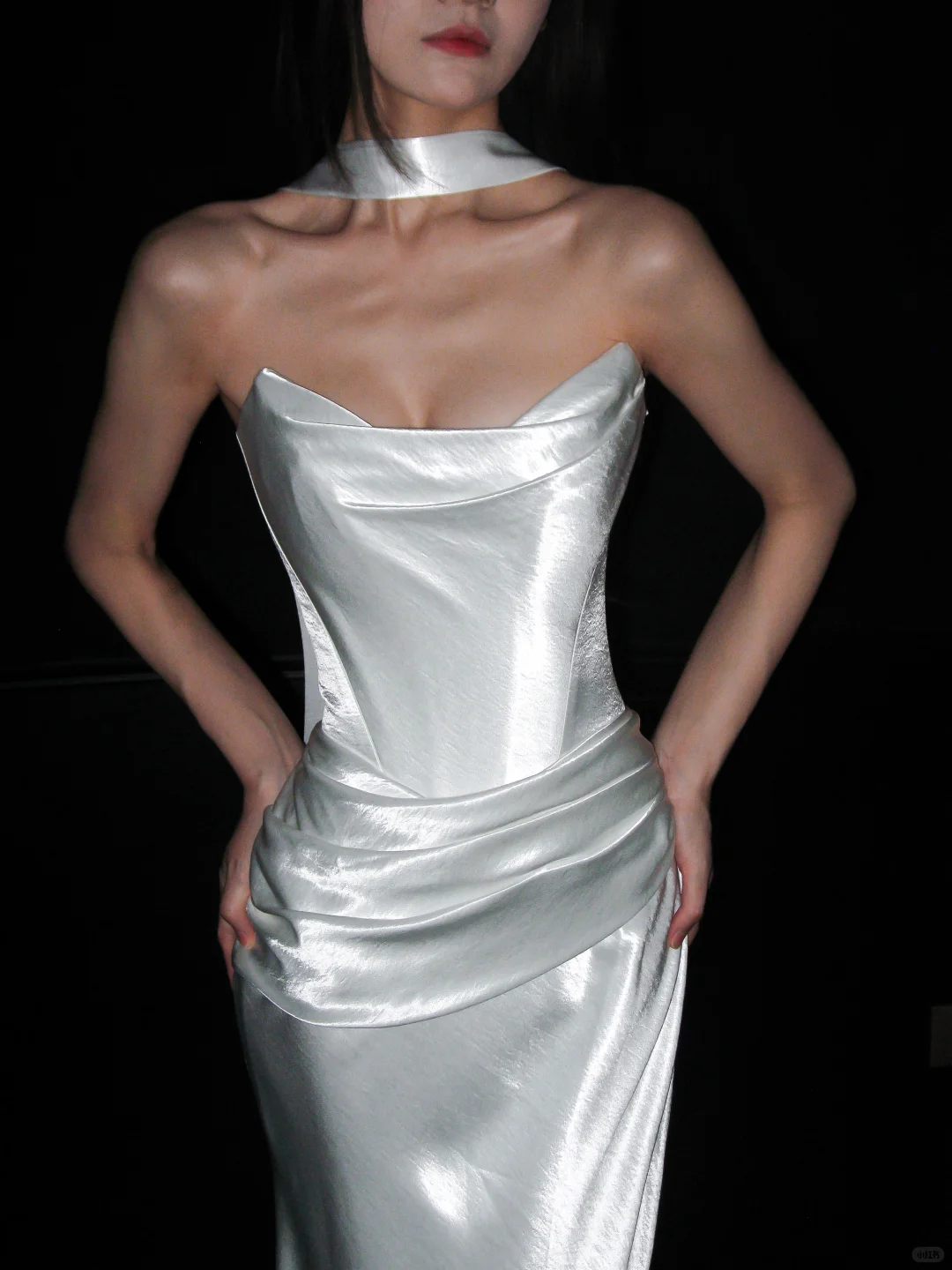 Simple Mermaid Strapless White Satin Long Wedding Dress DP8117