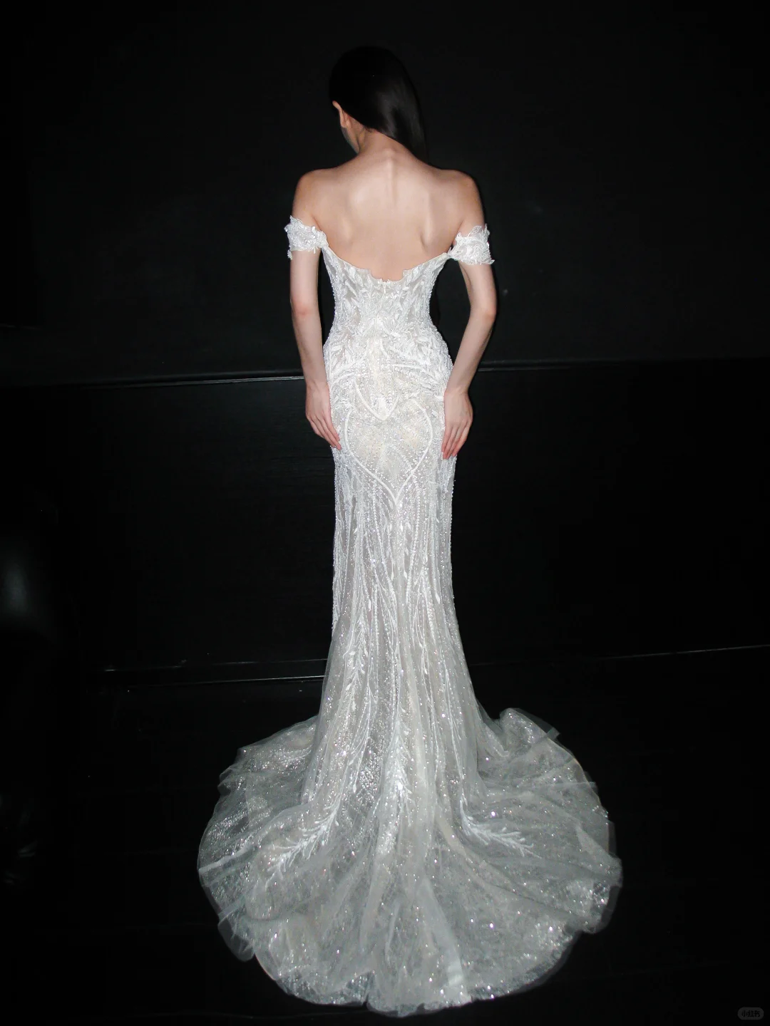 Luxurious Mermaid Off the Shoulder White Beaded Sequin Tulle Long Wedding Dress DP8118