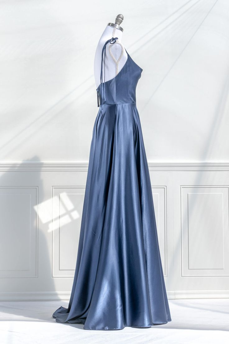 Simple Satin A Line Long Prom Dress Evening Dress Bridesmaid Dress DP243