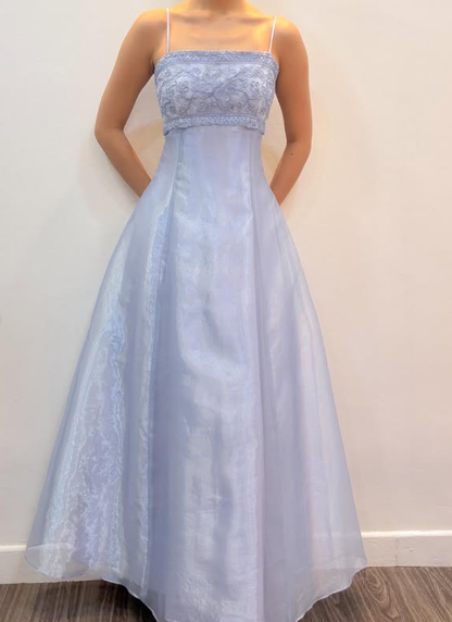 Vintage Light Purple A Line Beaded Tulle Organza Prom Dress Evening Dress Date Dress DP5278