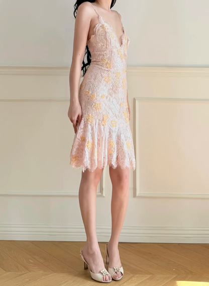 Exquisite Lace Mermaid Straps Short Prom Dress Homecoming Dress DP5433