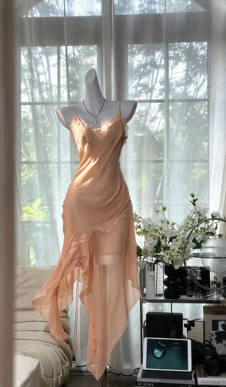 Light Green Sheath Spaghetti Strap Lace Chiffon Short Homecoming Dress Evening Dress DP3809