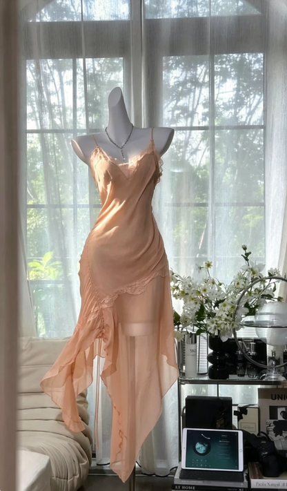 Light Green Sheath Spaghetti Strap Lace Chiffon Short Homecoming Dress Evening Dress DP3809
