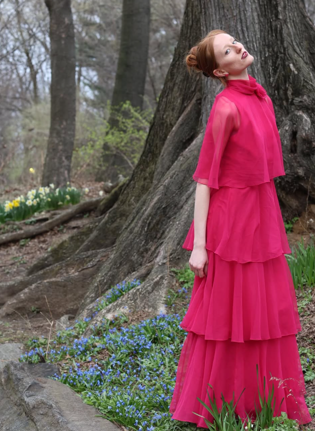 Elegant Pink A Line High Neck Layered Chiffon Long Prom Dress Evening Dress Date Dress DP3108