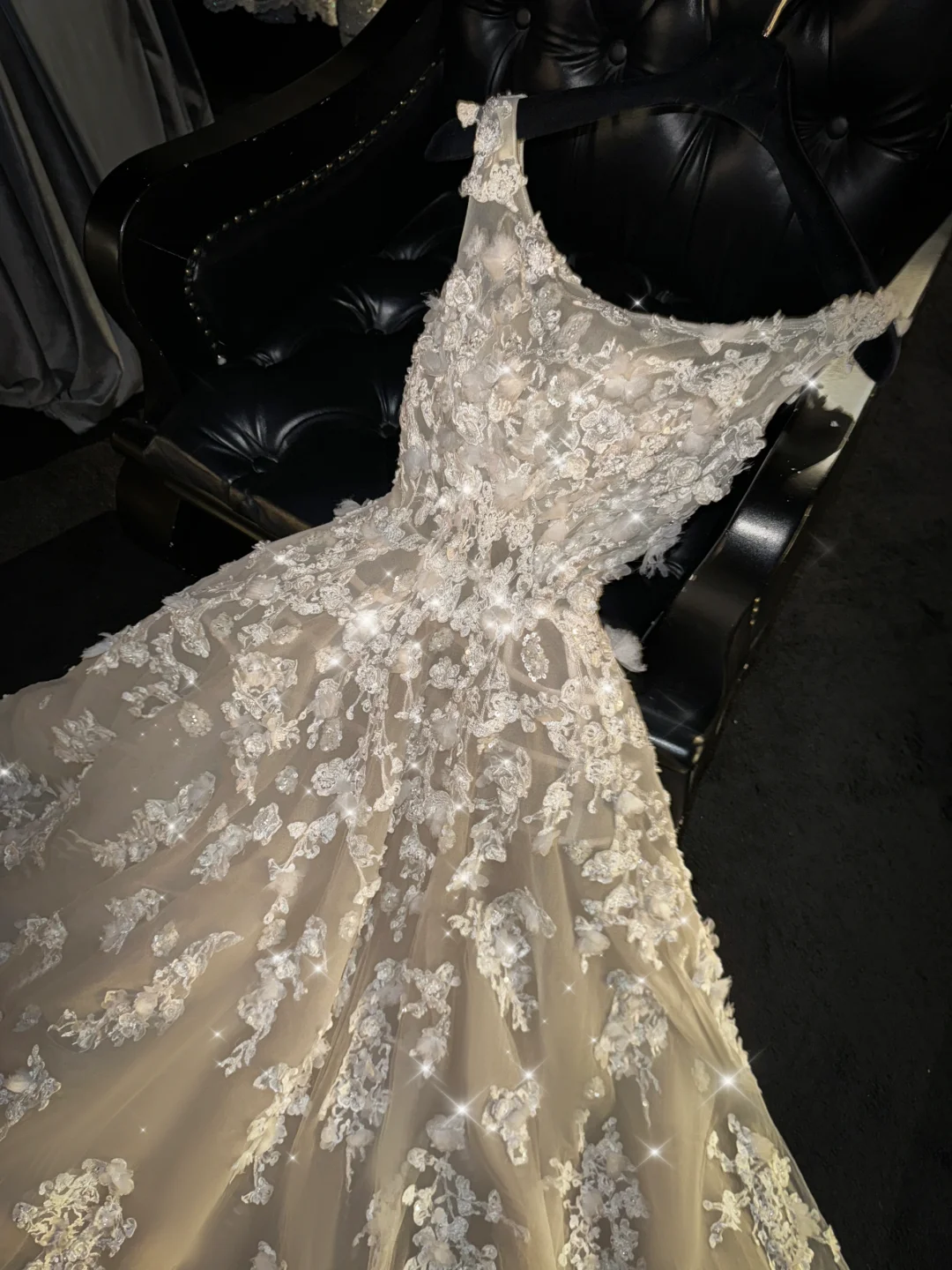 Elegant A Line Straps Appliques Tulle Long Prom Dress Evening Dress DP2028