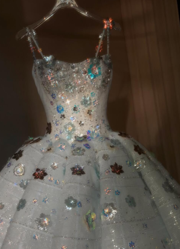 Dreamy Baby Blue Ball Gown Spaghetti Straps Exquisite Beaded Tulle Prom Dress Quinceanera Dress DP6607