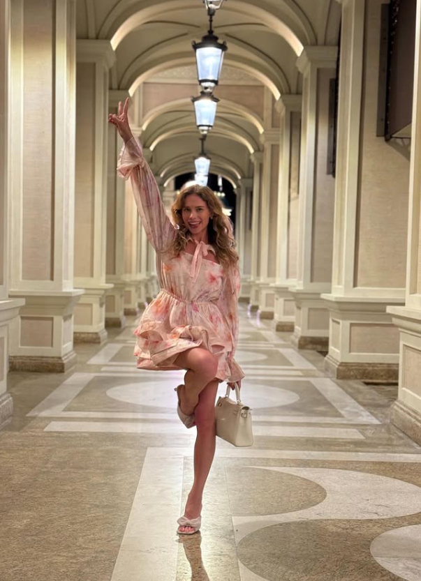 Pink Print Floral A Line Long Sleeve Chiffon Homecoming Dress Vacation Dress Outfits DP3493