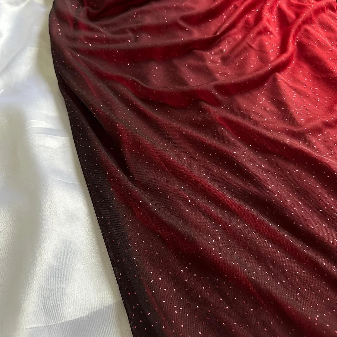 Charming A Line Halter Red Ombre Chiffon Open Back Prom Dress Evening Dress DP1939