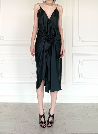 High-class A Line Spaghetti Straps Black Satin Backless Short Prom Dress Homecoming Dress DP6453