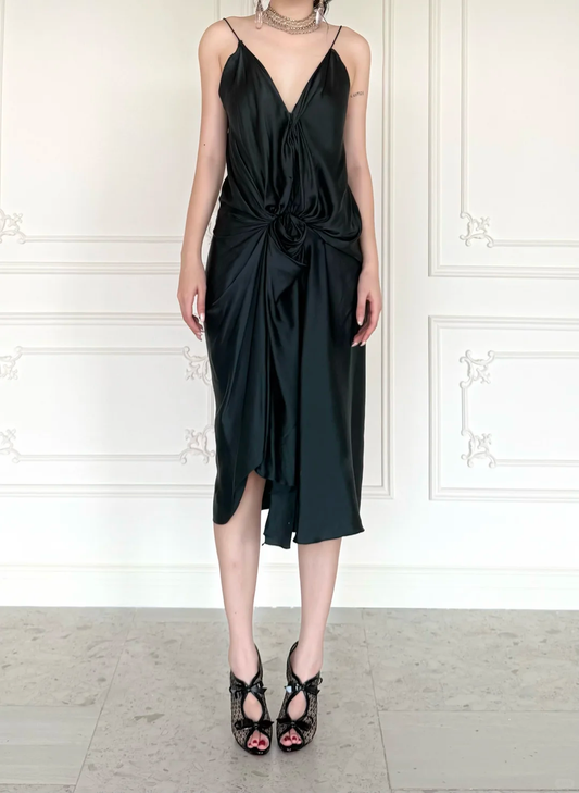 High-class A Line Spaghetti Straps Black Satin Backless Short Prom Dress Homecoming Dress DP6453