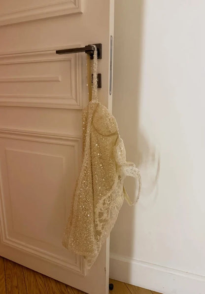 Shiny Beige Sheath Spaghetti Strap Sequin Cocktail Dress Homecoming Dress DP6386