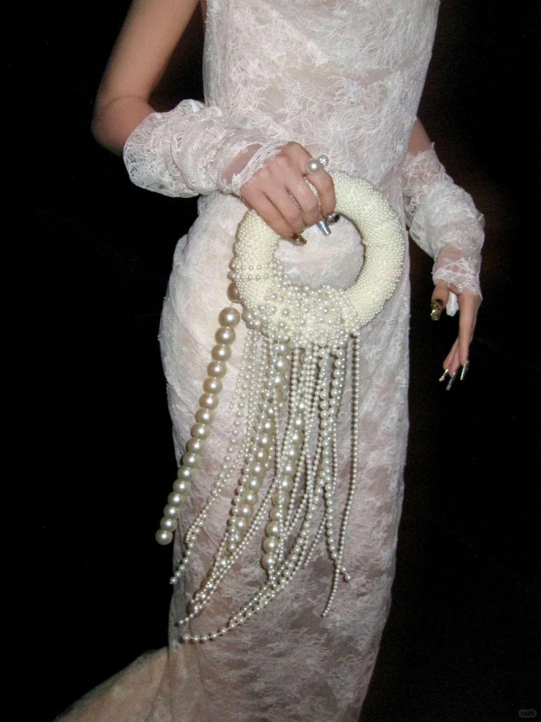 Elegant Mermaid Strap White Lace Long Sweep Party Dress Prom Dress DP2532