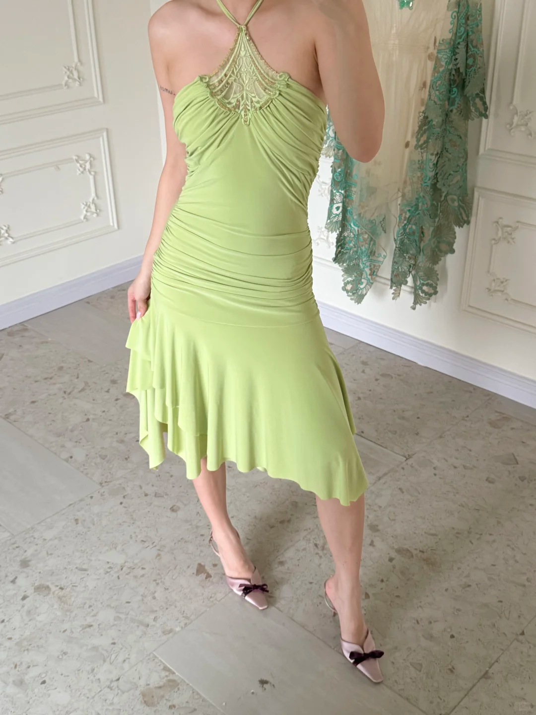 Vintage Light Bright Green Chiffon Short Homecoming Dress DP5165
