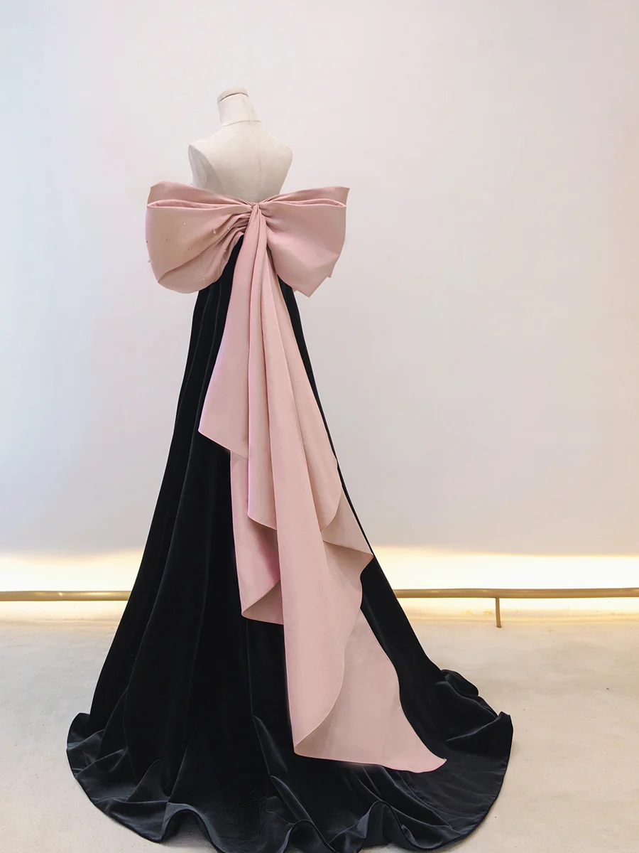 Unique Satin Velvet Long Prom Dress Evening Dress  DP404