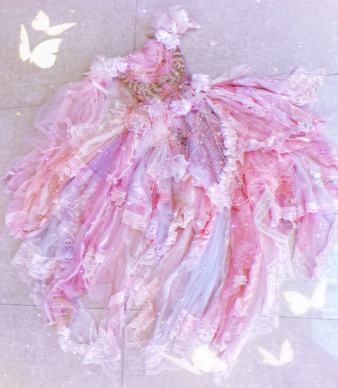 Purple A Line Off the Shoulder Floral Beaded Layered Tulle Prom Dress 16th Birthday Dress DP3769
