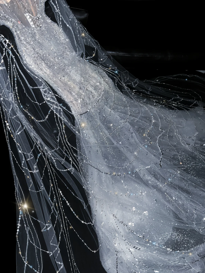 2025 New Mermaid Long Sleeve Sequin Beaded Tulle Long Sweep Prom Dress Evening Dress DP2693