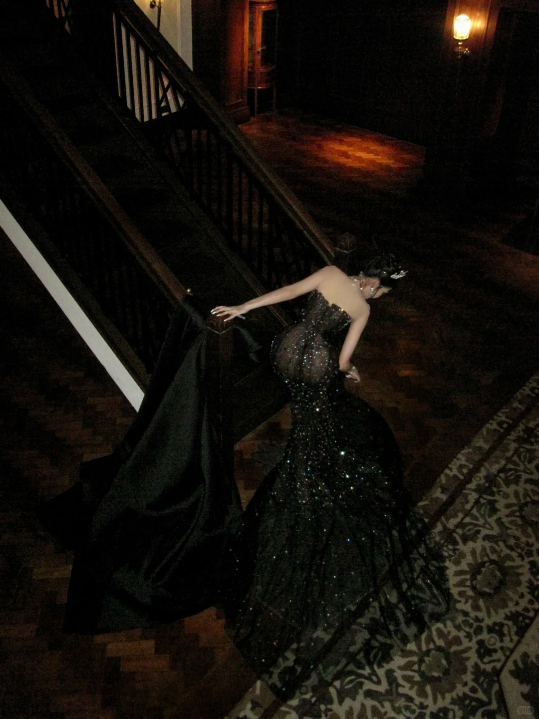 Black Sexy Mermaid Sweetheart Neck Beaded Tulle Prom Dress 16th Birthday Dress DP4248