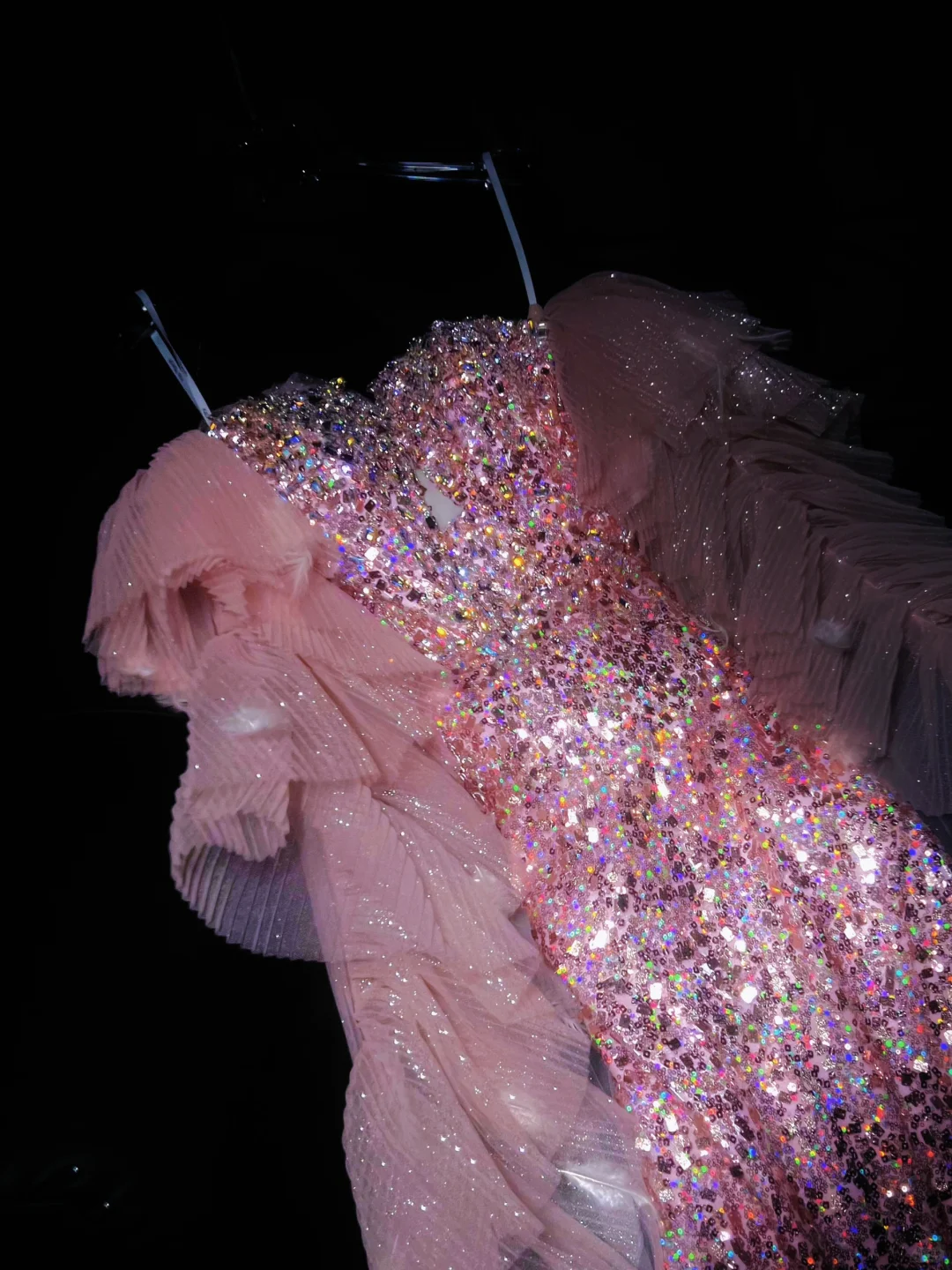 Shiny Pink Mermaid Sweetheart Neck Tulle Long Prom Dress Evening Dress DP2830