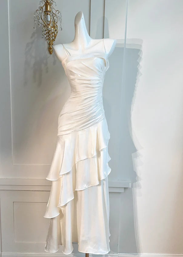 White Enchanted 🤍 Prom Dress for Party&Graduation-Ruffled Layered Fairytale Birthday Evening Dress DP2239