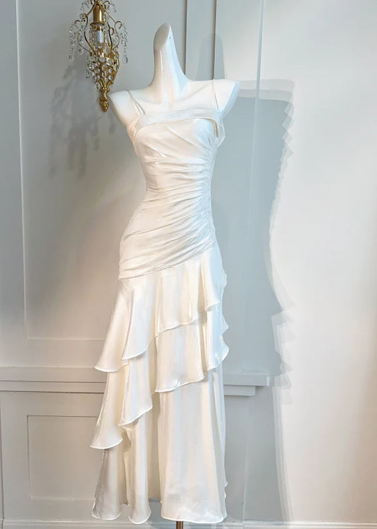 White Enchanted 🤍 Prom Dress for Party&Graduation-Ruffled Layered Fairytale Birthday Evening Dress DP2239