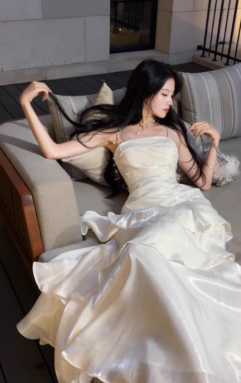 White Enchanted 🤍 Prom Dress for Party&Graduation-Ruffled Layered Fairytale Birthday Evening Dress DP2239