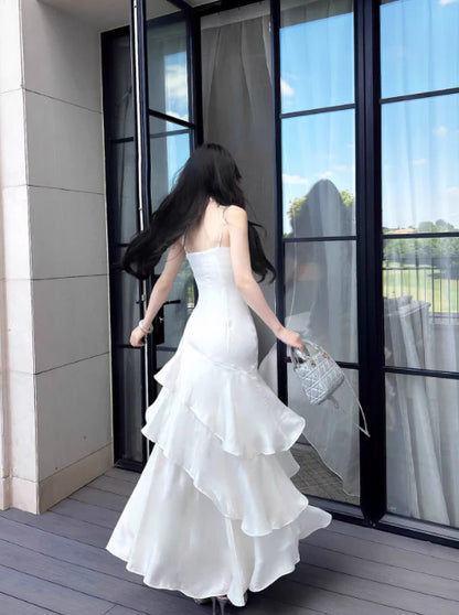 White Enchanted 🤍 Prom Dress for Party&Graduation-Ruffled Layered Fairytale Birthday Evening Dress DP2239