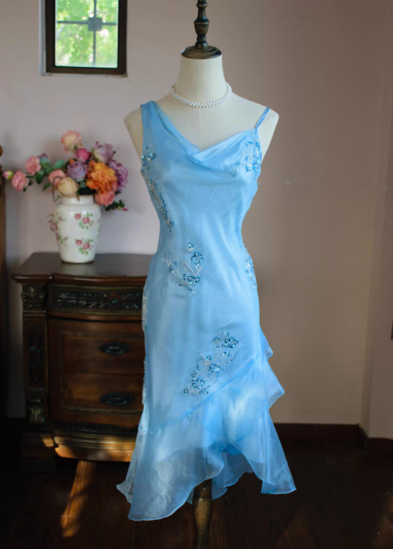 Vintage Mermaid Straps Beaded Chiffon Short Homecoming Dress Outfits DP4821