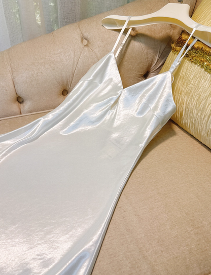 Simple Mermaid Spaghetti Strap Satin Prom Dress Evening Dress DP4484