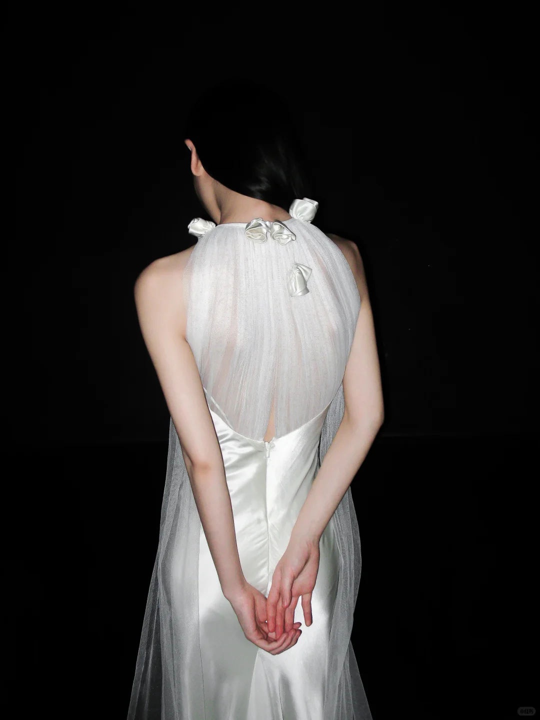 Romantic Mermaid Straps White Satin Tulle Long Wedding Dress DP8127