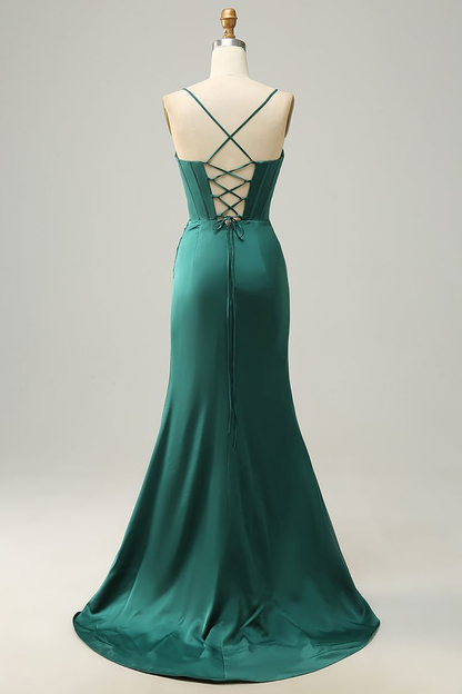 Simple Mermaid Long Prom Dress With Slit  DP125