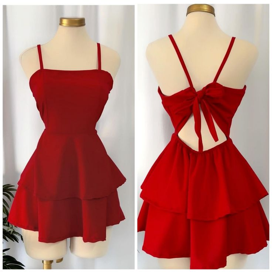 Sexy Red Backless Short Prom Dress Homecoming Dress DP499