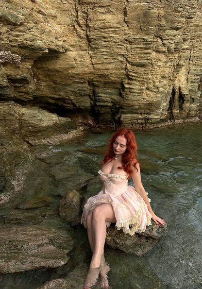 Pink A Line Spaghetti Strap Lace Layered Satin Short Homecoming Dress Date Dress DP4427