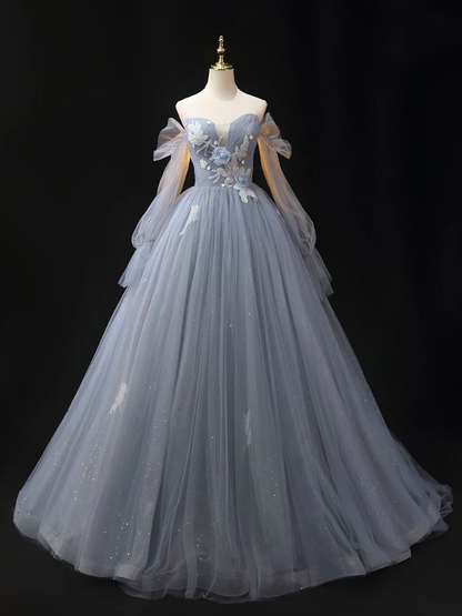 Elegant Tulle Appliques Long Prom Dress Formal Evening Dress DP613
