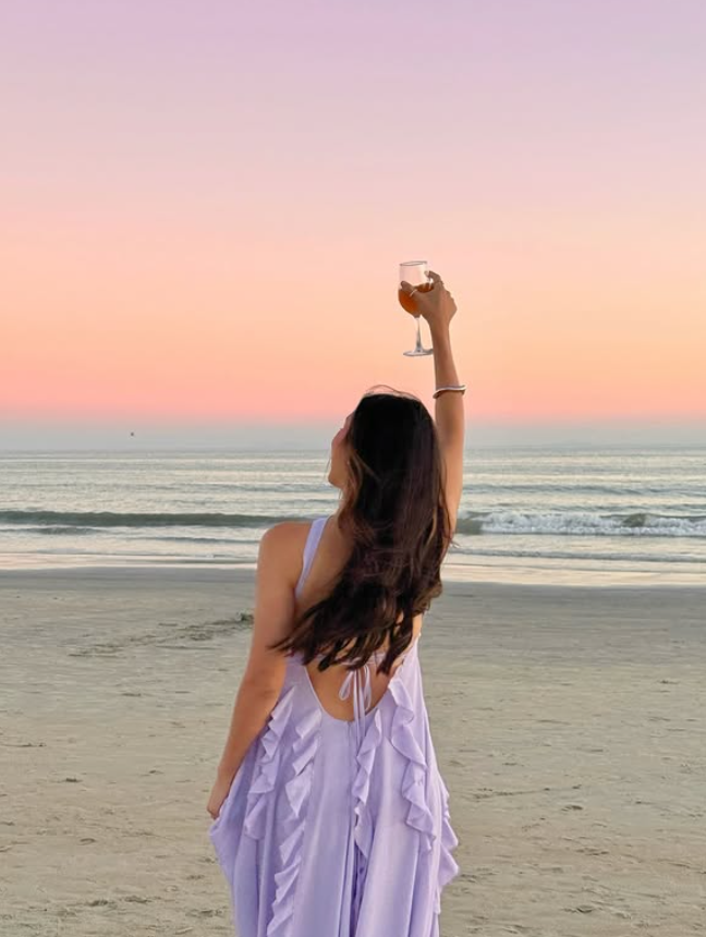 Lilac A Line Ruffle CHiffon Prom Dress Evening Dress Vacation Dress DP5610