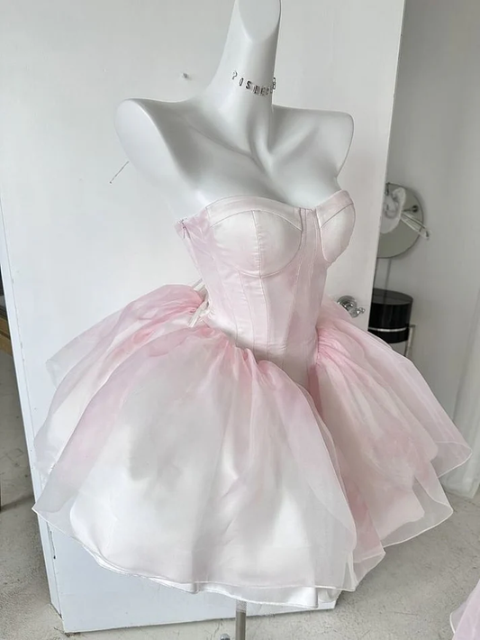 Chic Ball Gown Light Pink Strapless Homecoming Dress18th Birthday Outfits DP501