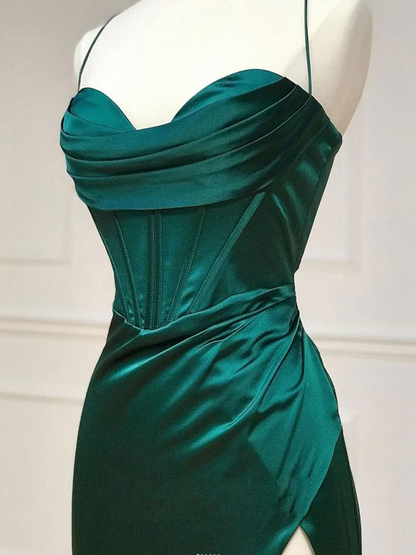 Green Crisscross Straps Backless Long Prom Dress Evening Dress DP530