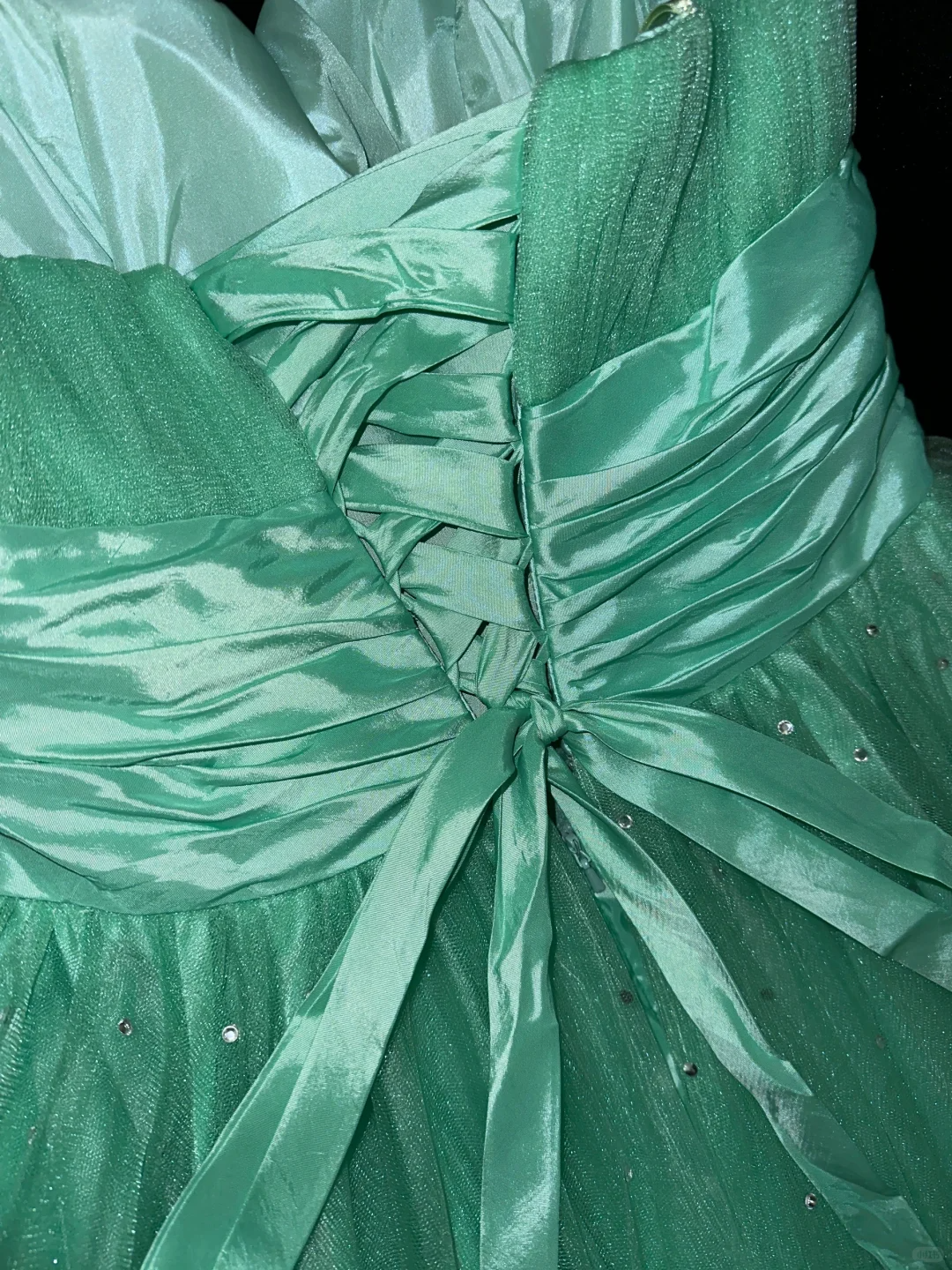 Charming Green A Line Sweetheart Neck Tulle Prom Dress Party Evening Dress DP5340