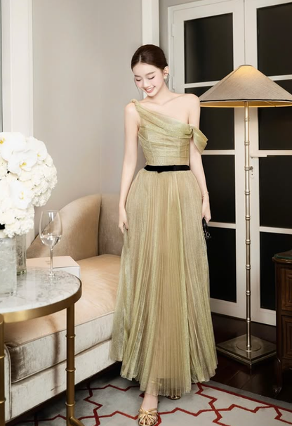 Charming A Line Straps Green Tulle Prom Dress Evening Dress DP5930