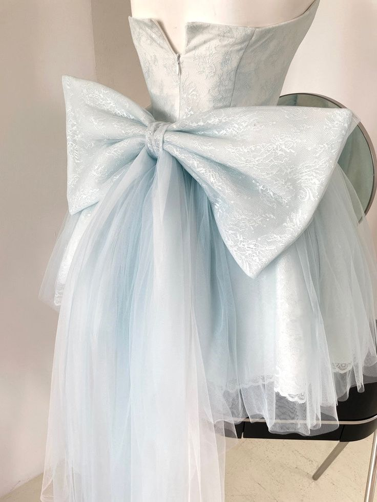 Baby Blue Lace Tulle Bustier Short Prom Dress Homecoming Dress DP472