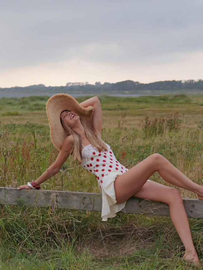 Cute Red Polka Dot A line Strap Satin Homecoming Dress Outfits DP4965