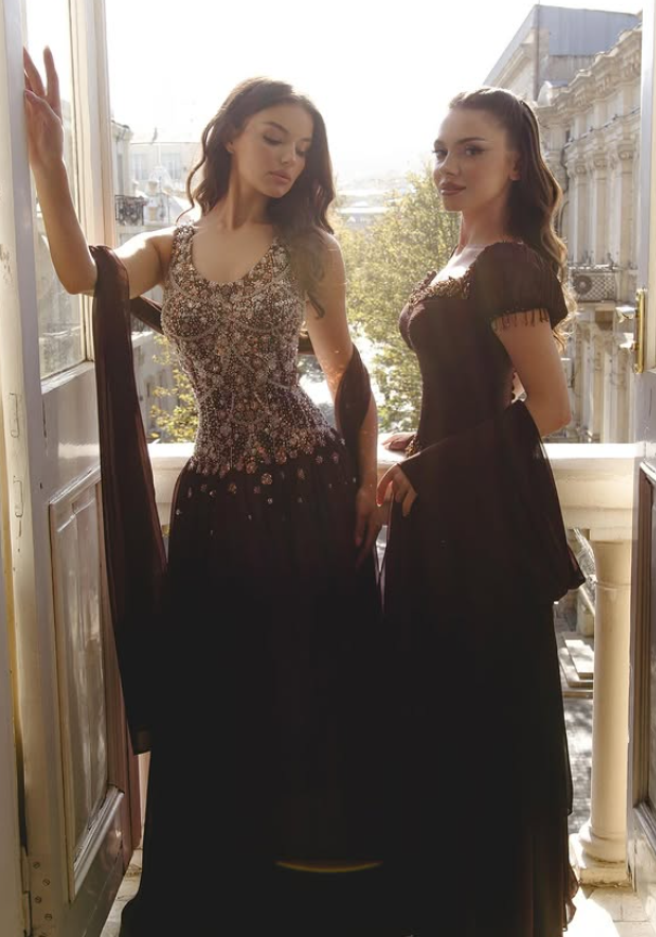Dark Burgundy A Line Puff Sleeve Beaded Chiffon Long Prom Dress Evening Dress DP6055