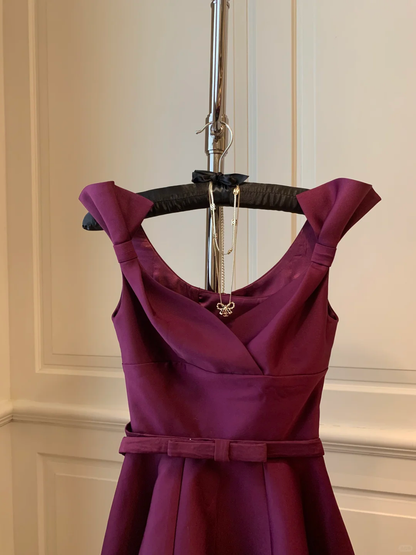 New A Line Straps Bow Satin Short Homecoming Dress Cocktail Dress DP2714