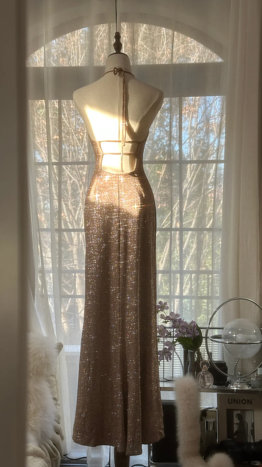 Sexy Sheath Halter Sequin Long Open Back Party Dress Evening Dress DP2477