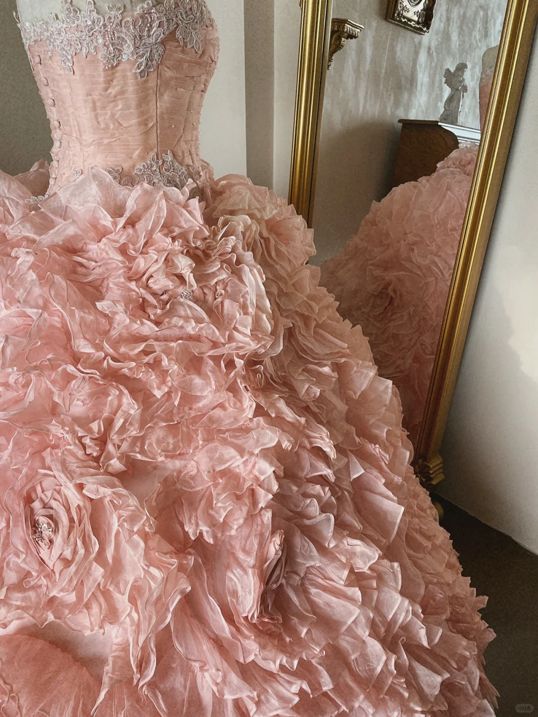 Sweety Light Pink Ball Gown Floral Tulle Prom Dress 16th Birthday Dress DP5019