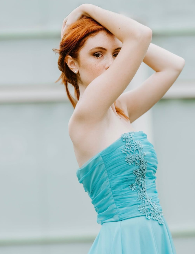 Cute A Line Strapless Appliques Blue Tulle Party Dress Evening Dress DP2278